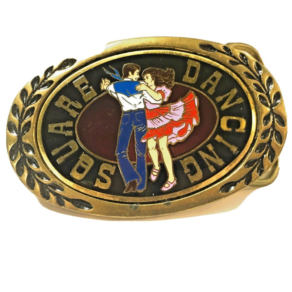 Rodeo Square Dancing Heritage Brass Belt Buckle Western Cowpunk Rockabilly
